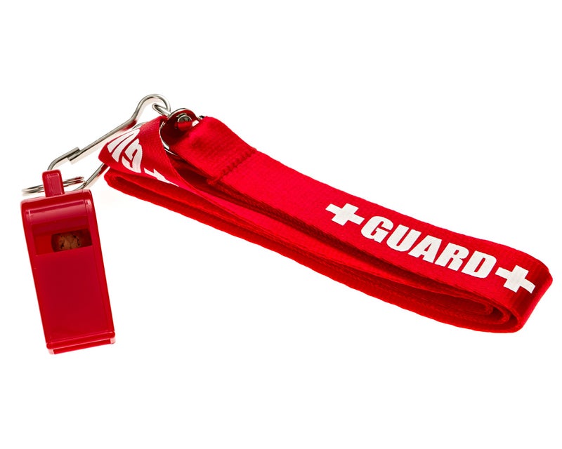 BLARIX Guard Pea Whistle and Lanyard (Red and Red Lanyard w/Print) - Image 2